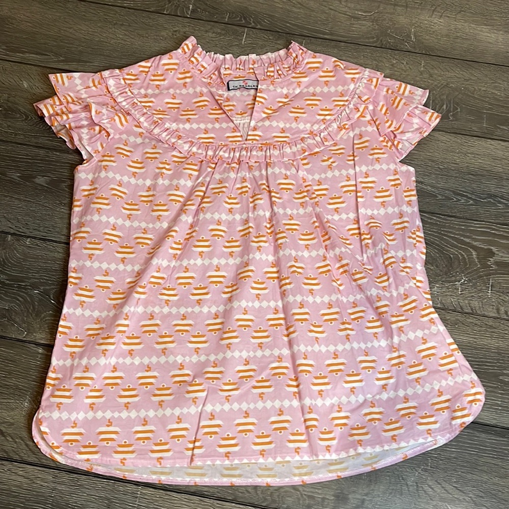 CK Bradley Silla Top, Pink, Orange & White, Size XL